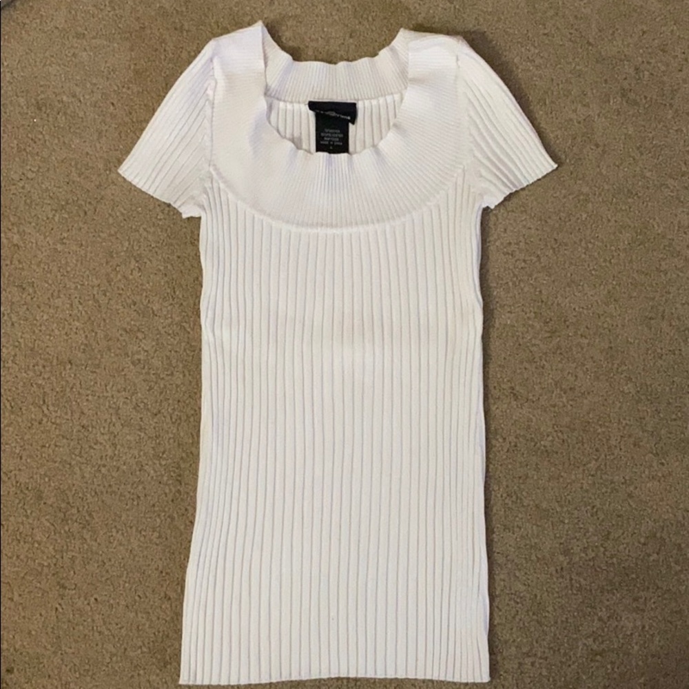 Juniors White Short Sleeve Sweater